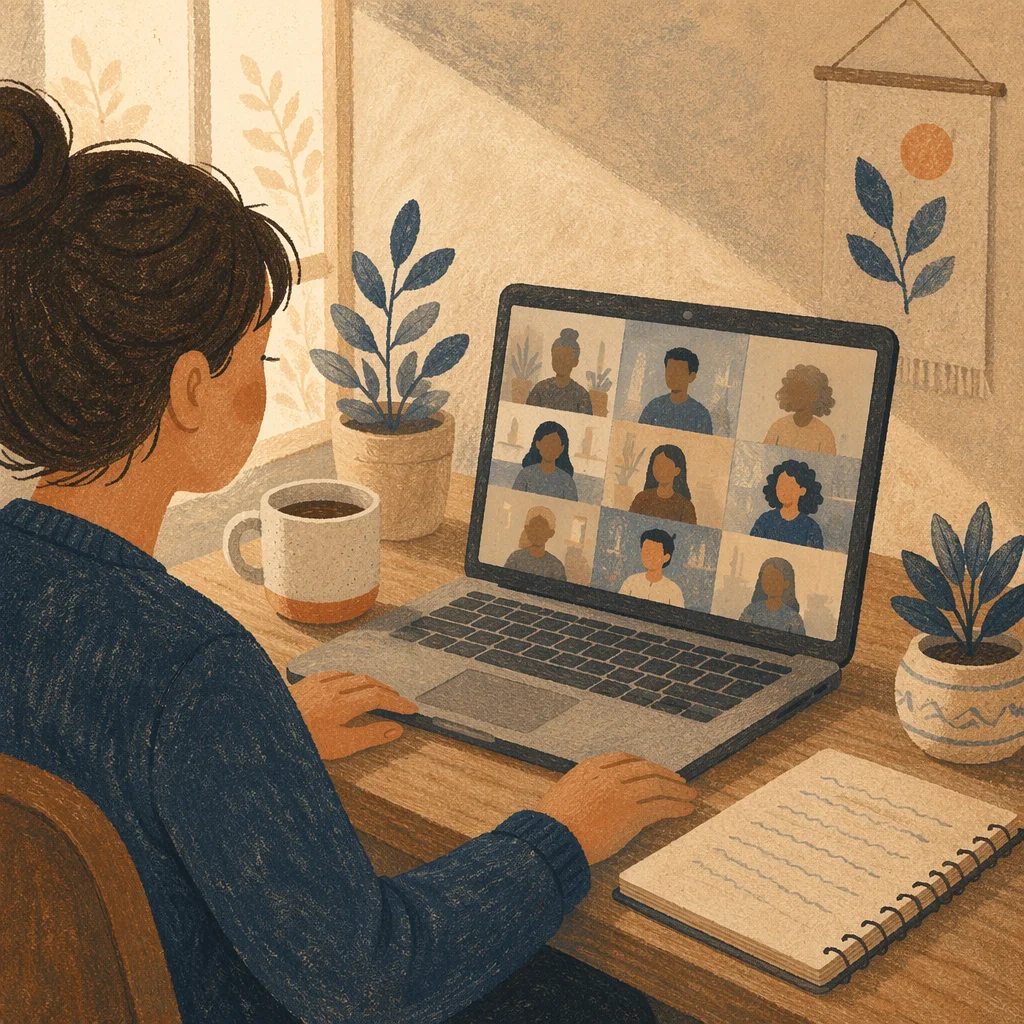 Laptop Video Conference in Home Office