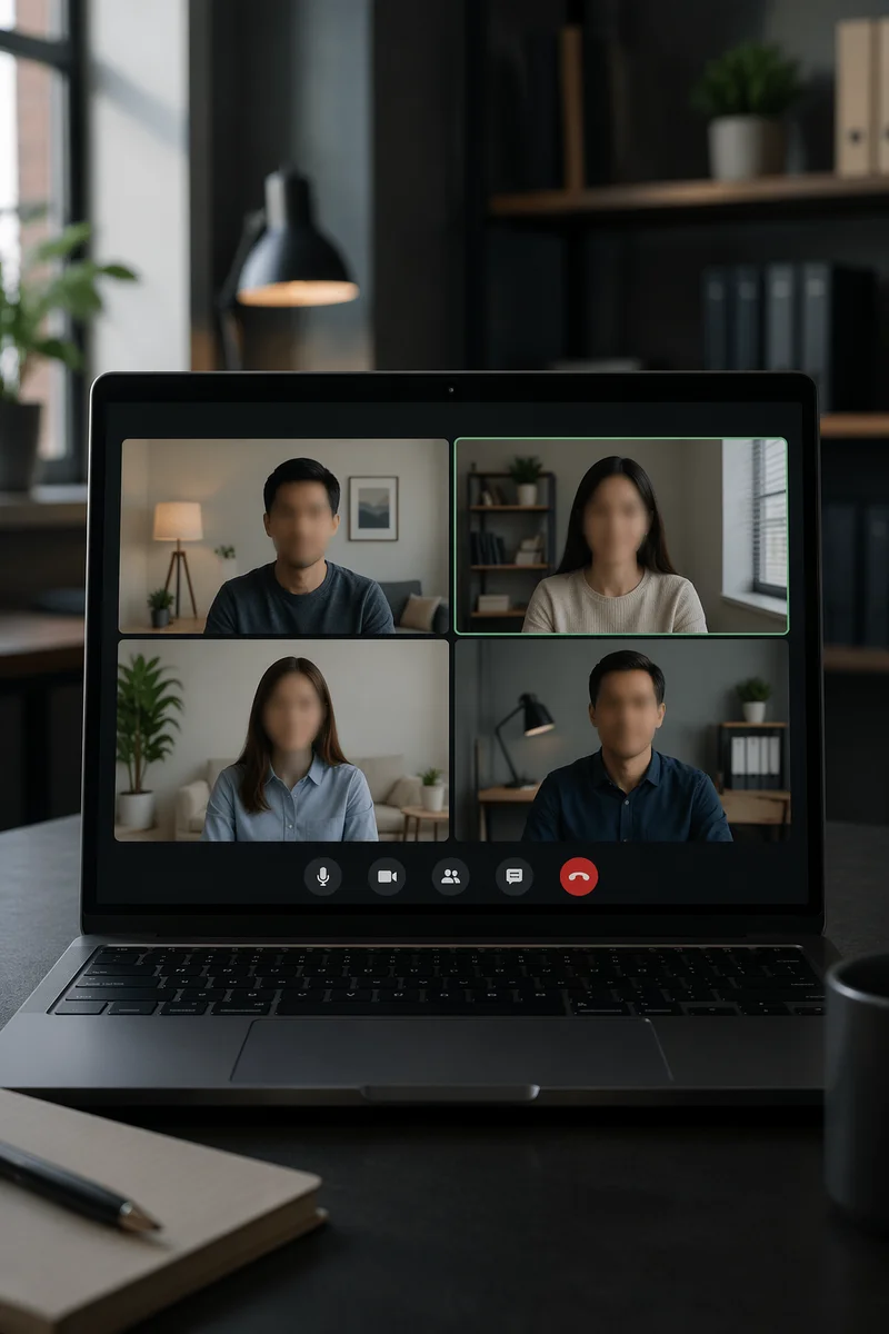 Professional Video Conference on Laptop Screen