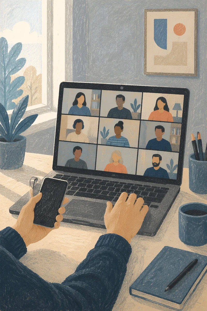Remote Business Video Call on Laptop
