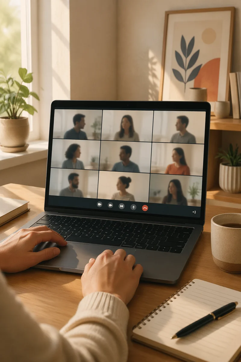 Remote Business Video Call on Laptop
