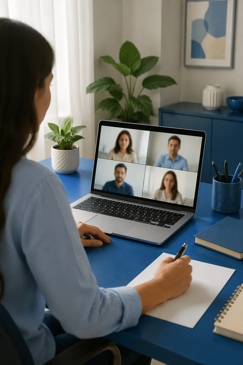 Remote Video Conference on Office Laptop