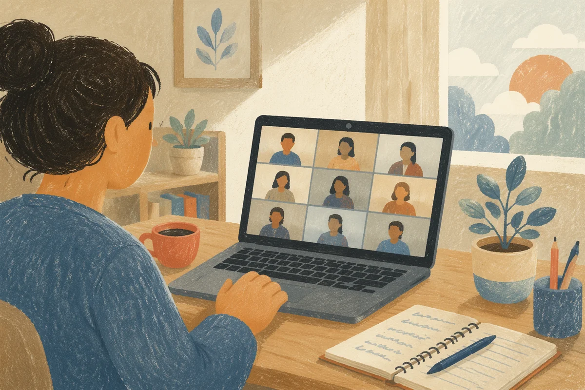 Morning Video Conference on Home Office Laptop
