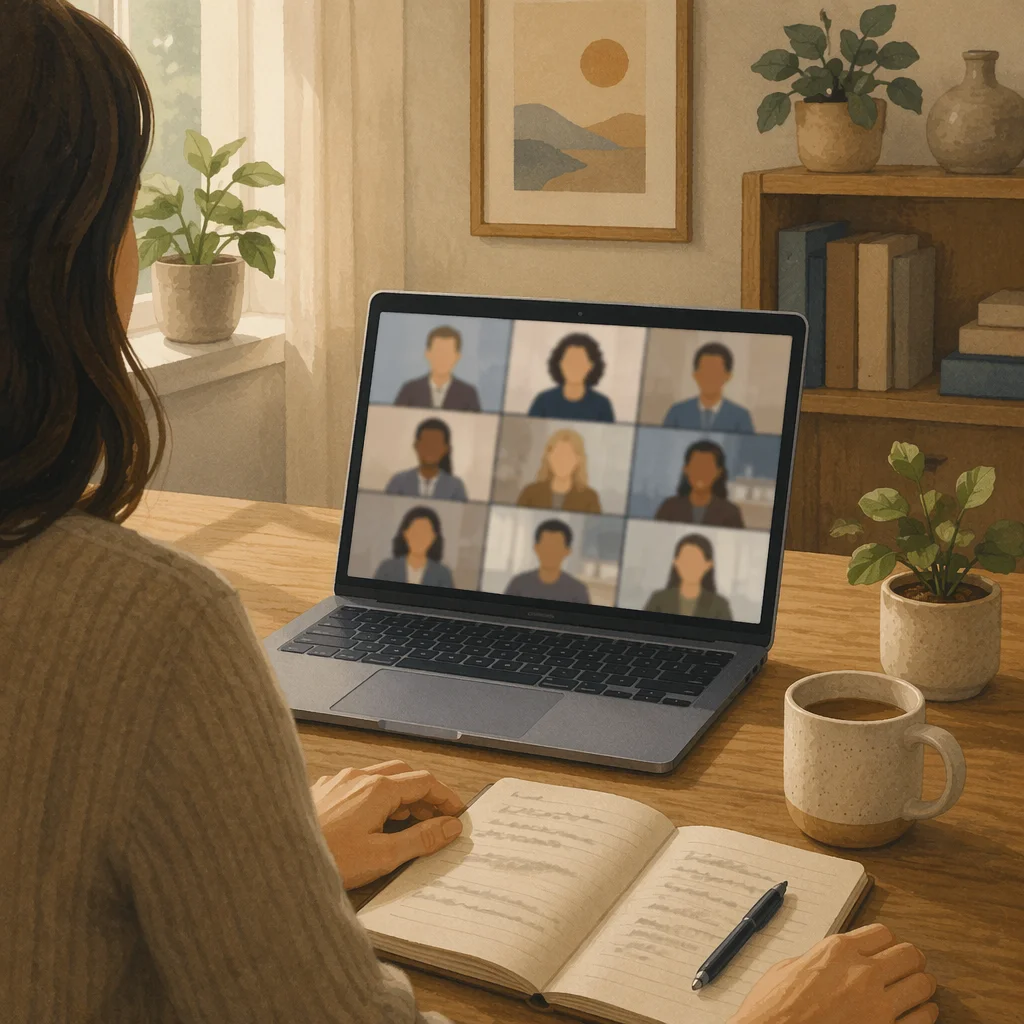 Peaceful Home Office Video Conference Meeting
