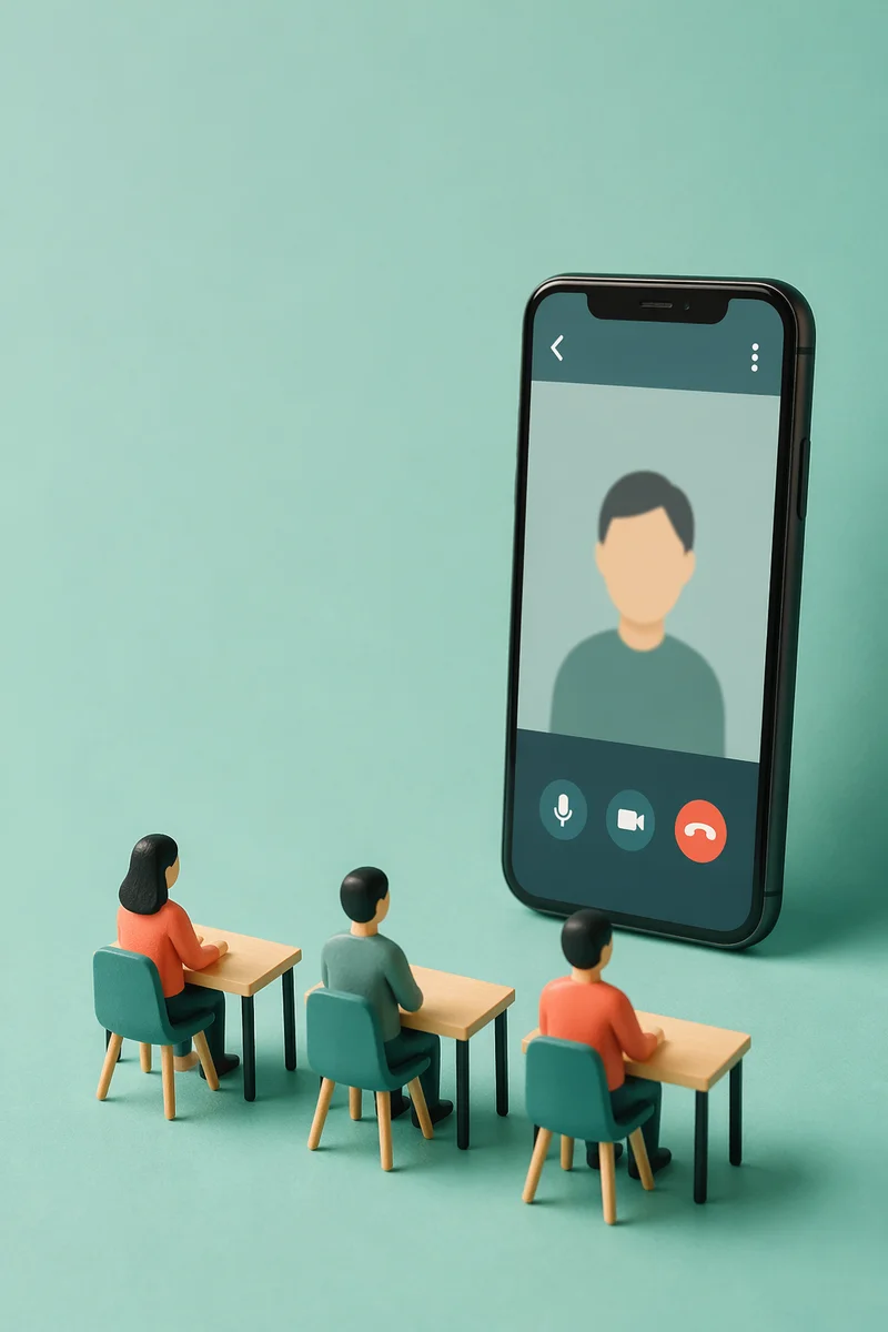 Remote Business Meeting on Smartphone Display