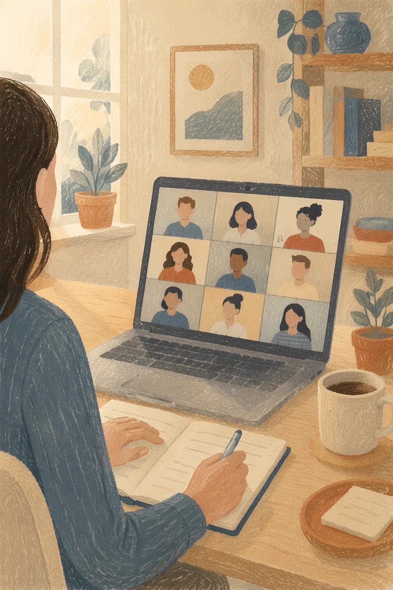 Remote Video Conference at Home Office Desk