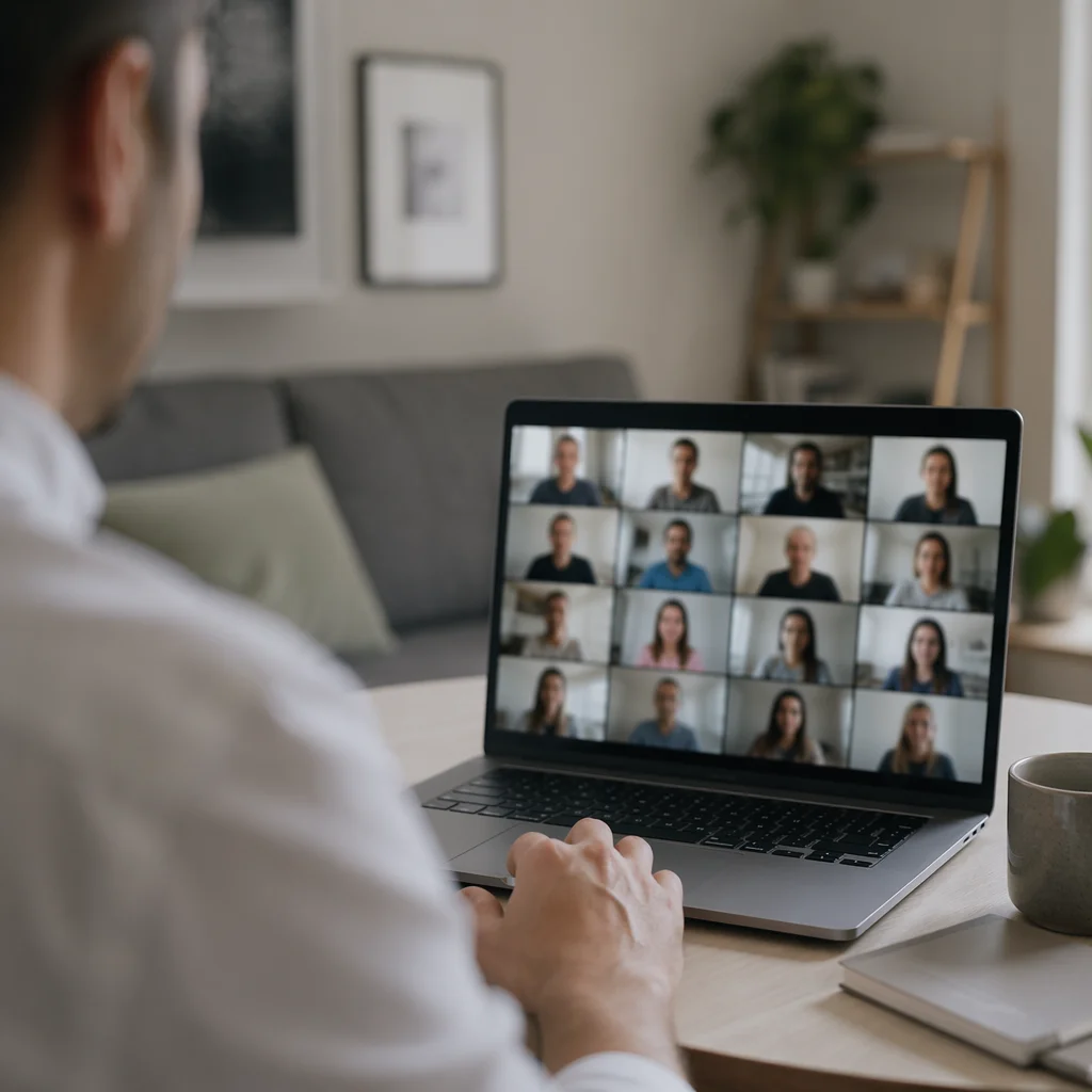 Remote Video Conference Meeting at Home