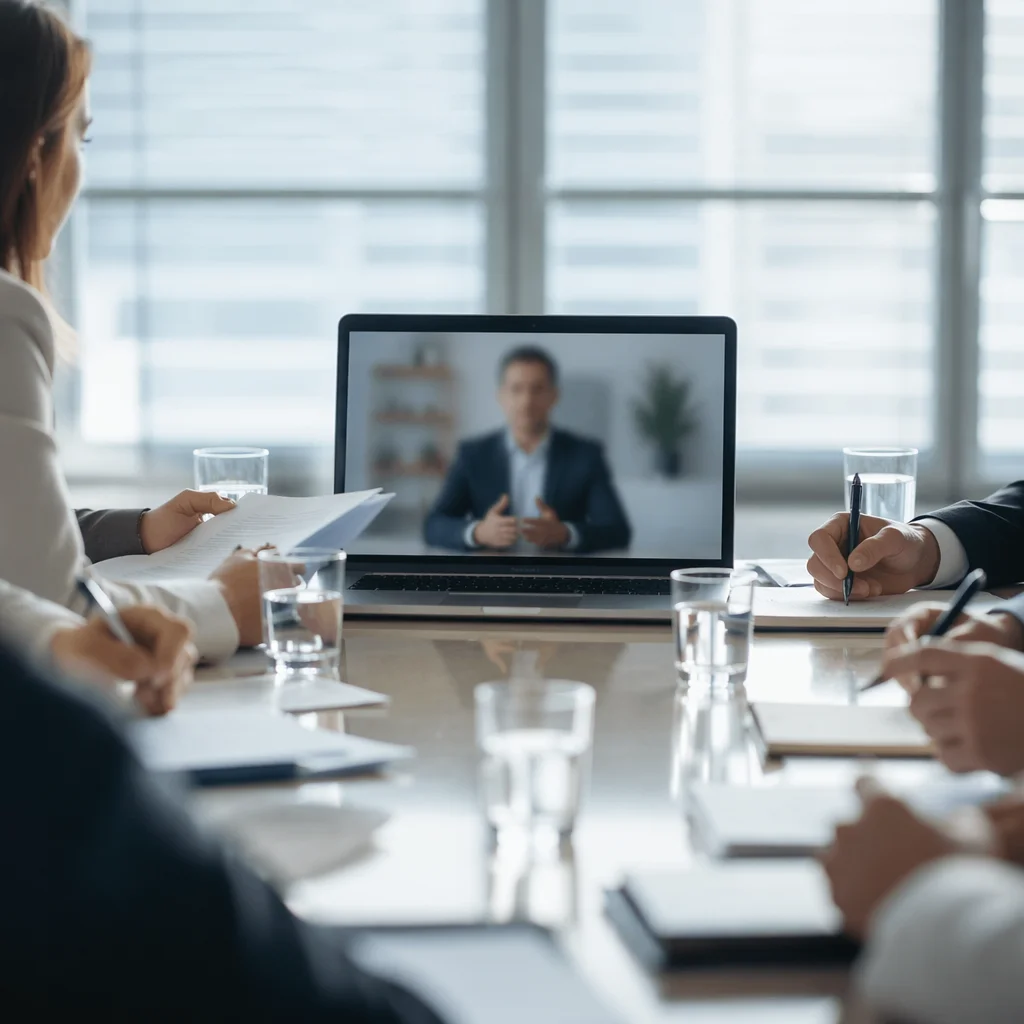 Modern Video Conference Business Meeting Scene