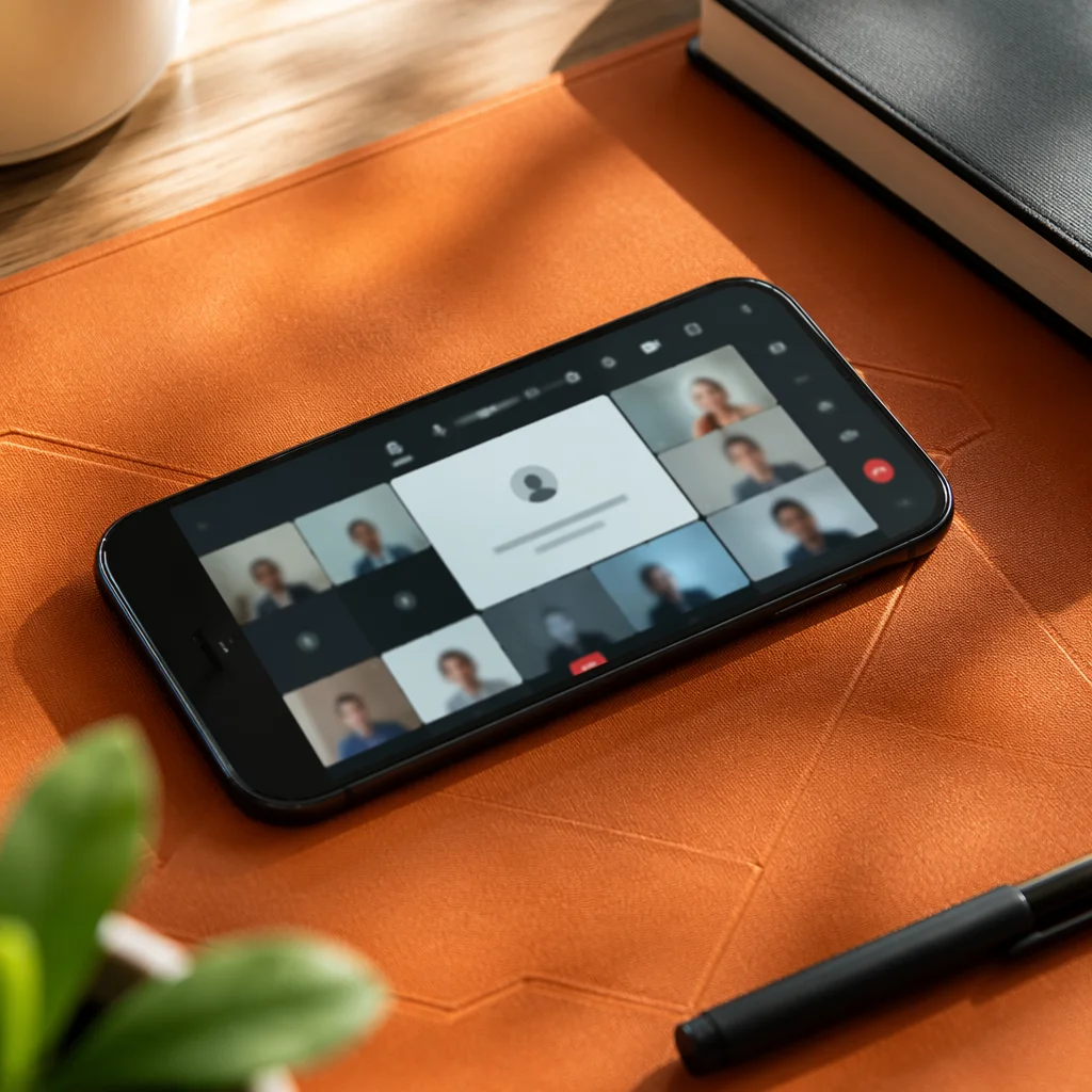 Remote Video Conference on Smartphone Desk