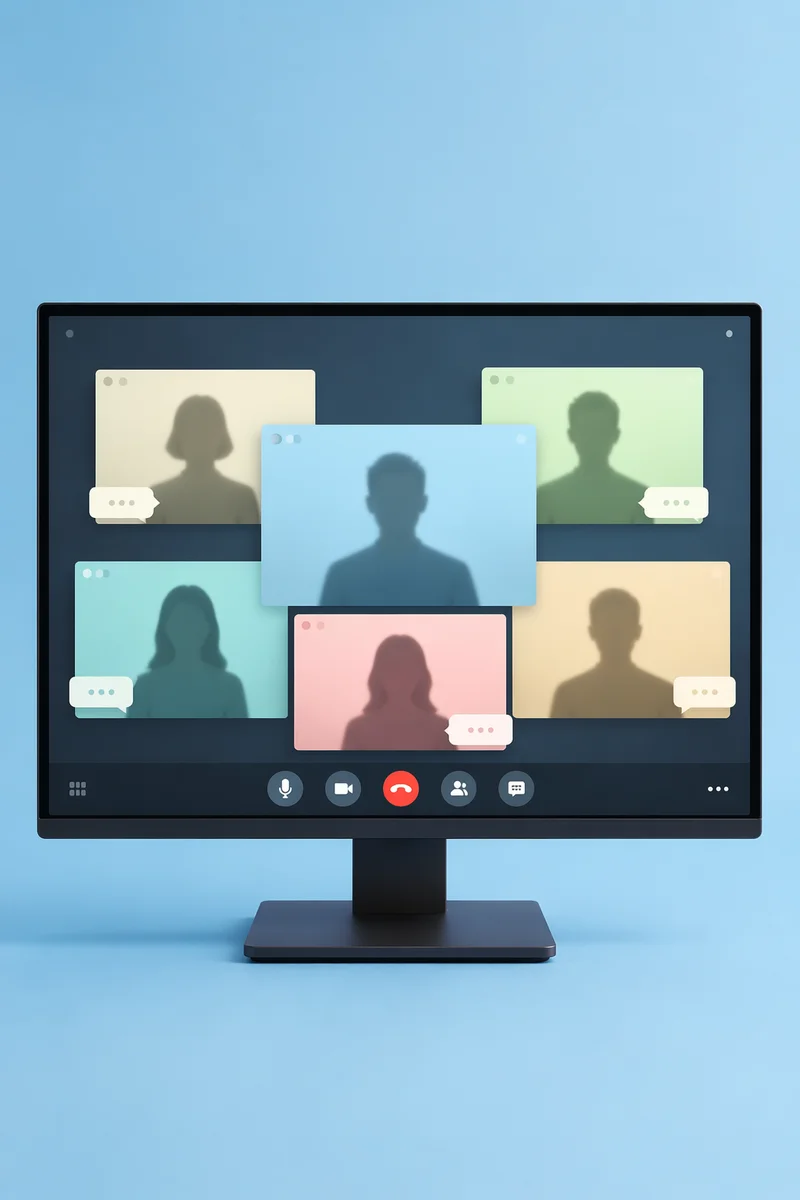 Remote Business Video Conference on Monitor