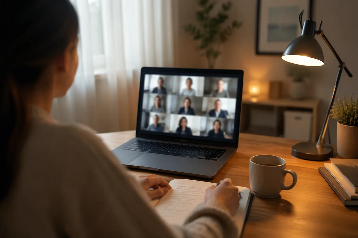 Morning Video Conference in Home Office