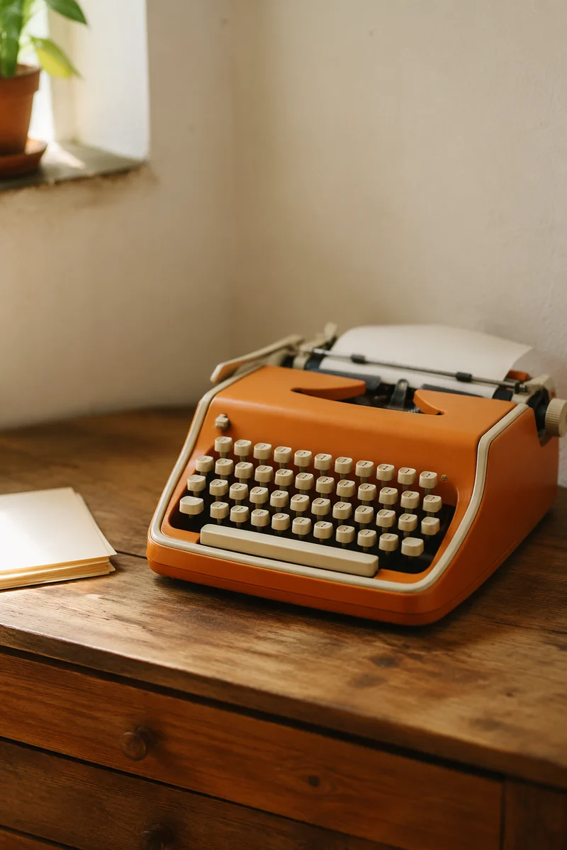 Vintage Typewriter on Rustic Writing Desk