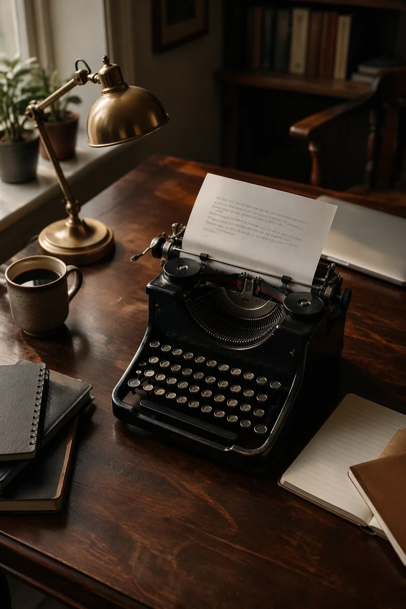 Vintage Typewriter on Walnut Business Desk