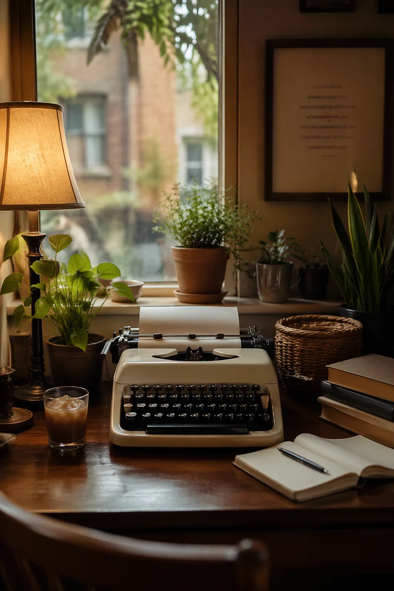 Vintage Typewriter Workspace for Creative Writing