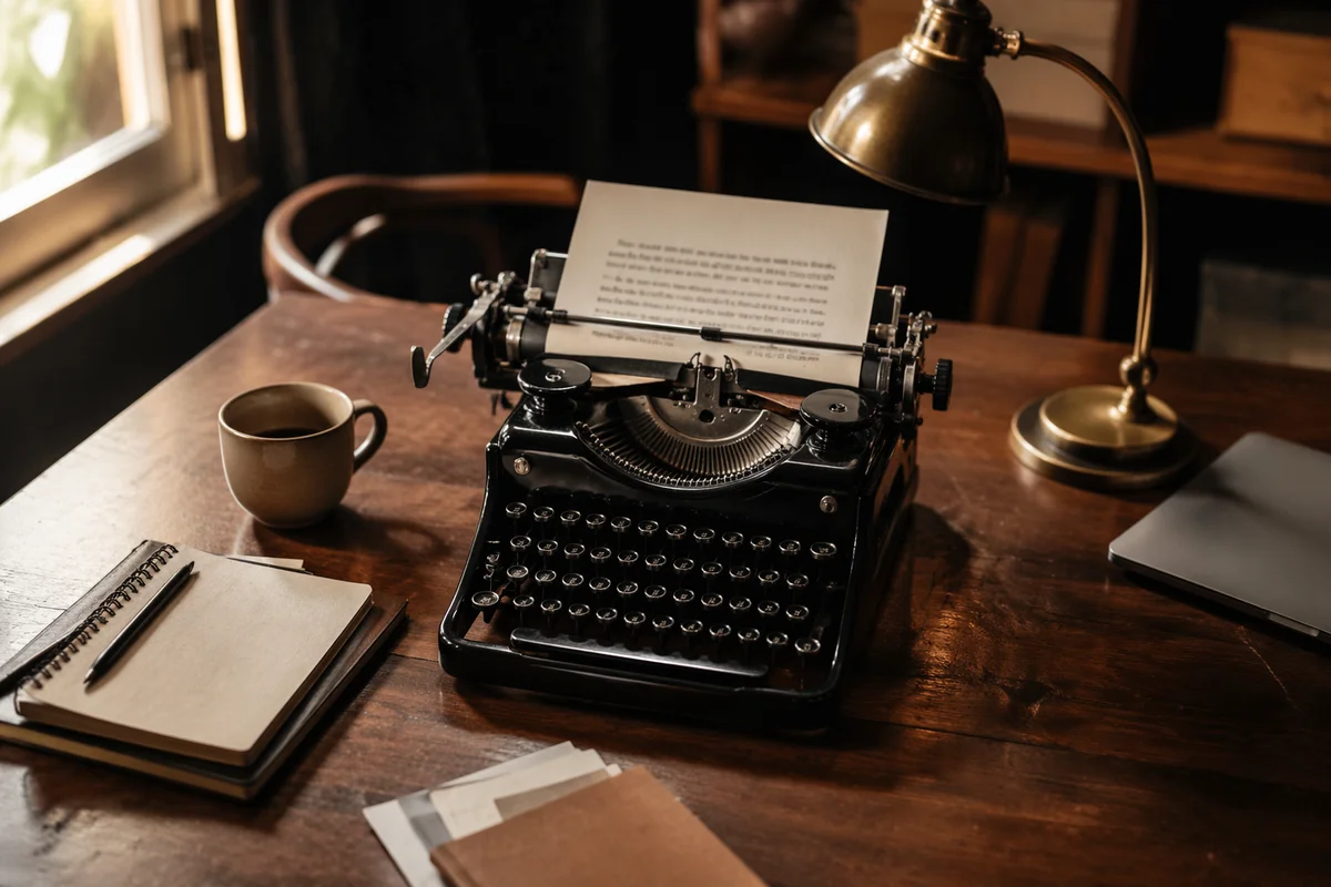 Vintage Typewriter on Creative Business Desk
