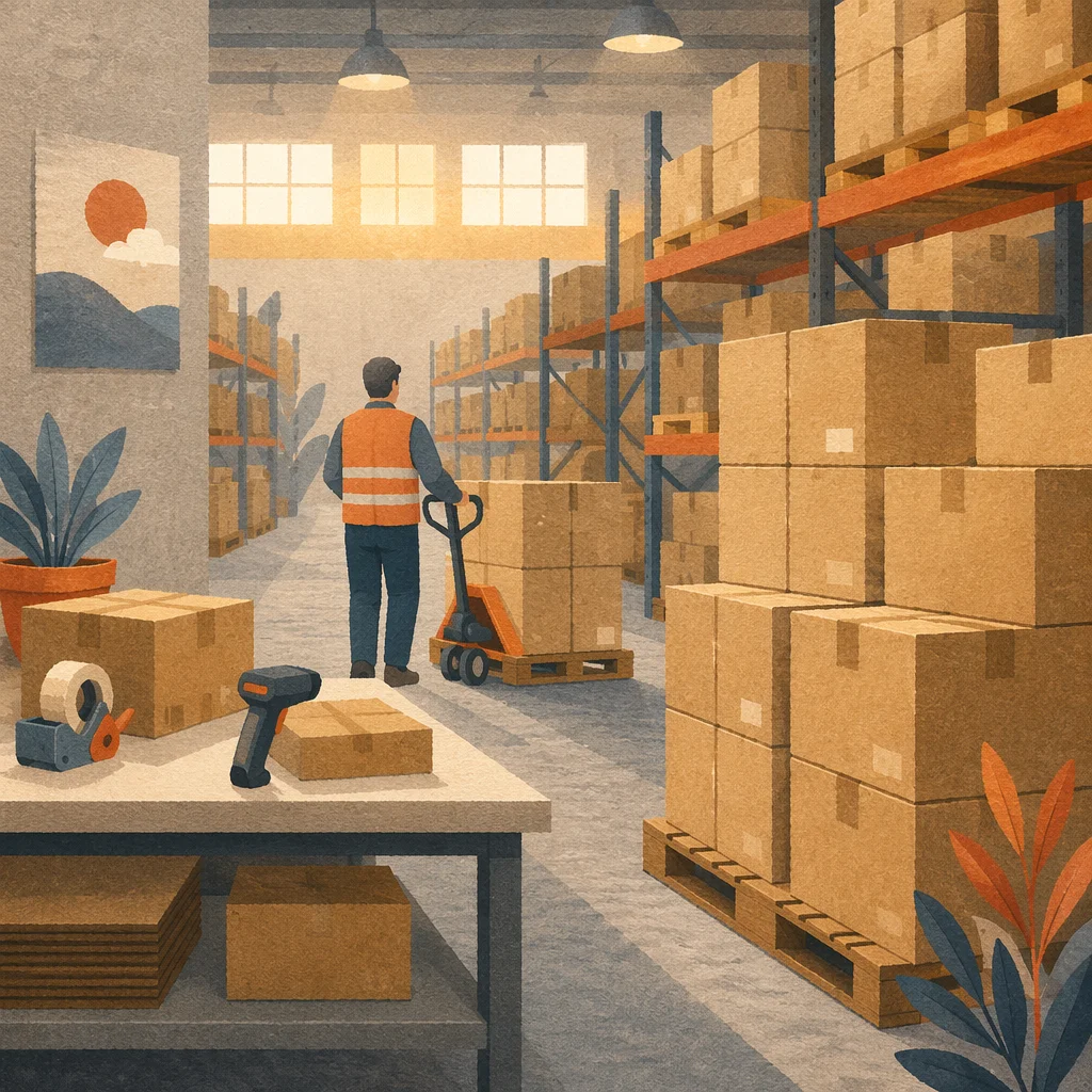 Modern Warehouse Shipping Boxes and Logistics