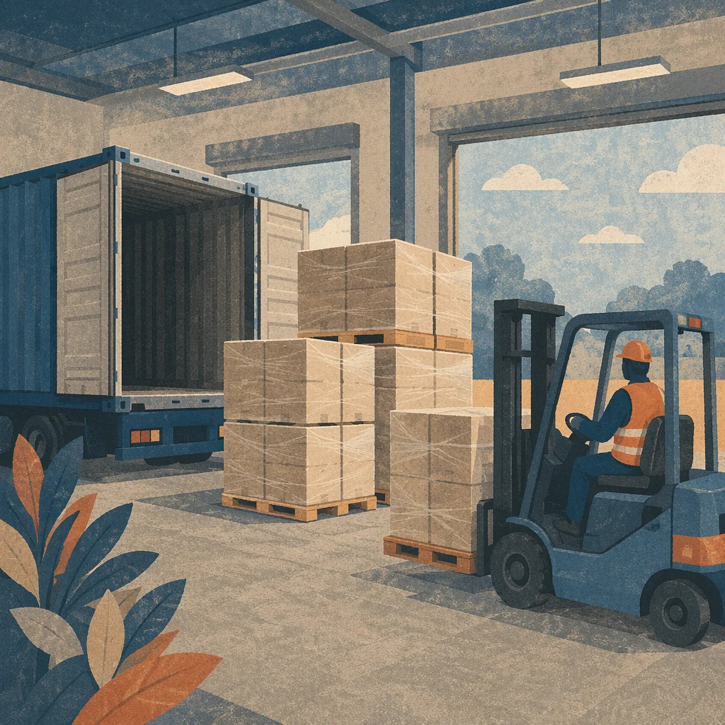 Warehouse Logistics With Pallets and Forklift