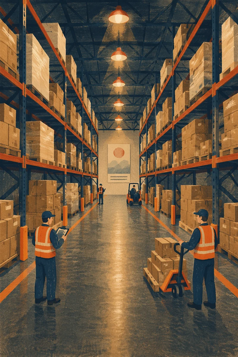 Organized Warehouse Aisle With Shipping Boxes
