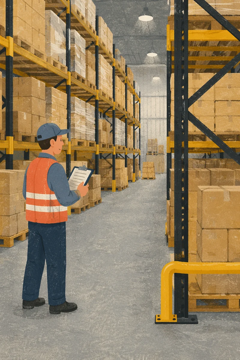 Organized Warehouse Aisle with Shipping Boxes