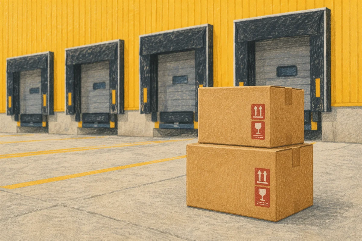 Cardboard Boxes at Warehouse Loading Dock