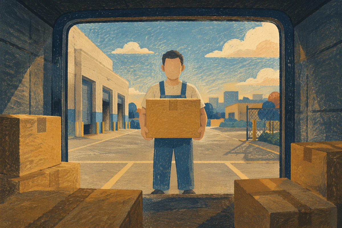 Warehouse Shipping Boxes in Golden Light
