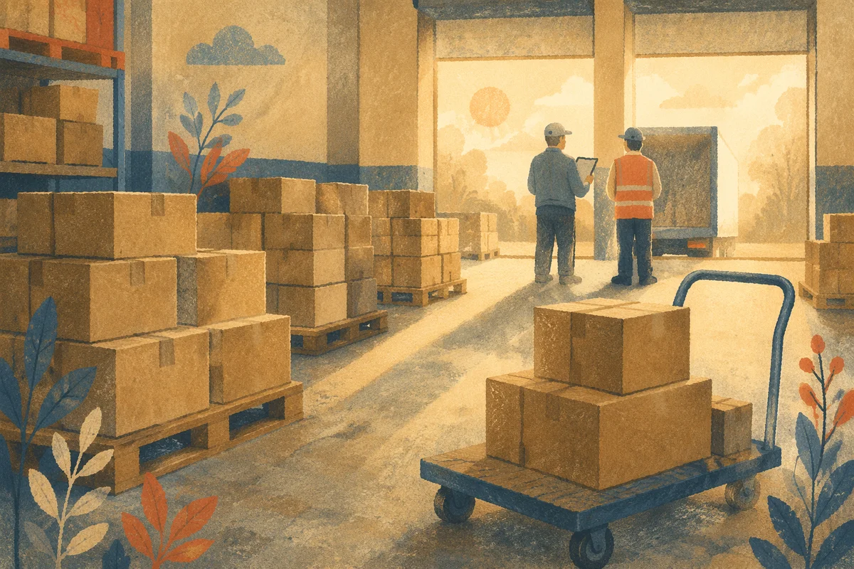 Morning Warehouse Logistics with Shipping Boxes