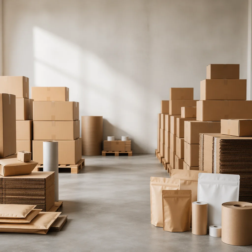 Minimalist Warehouse Packaging and Shipping Boxes