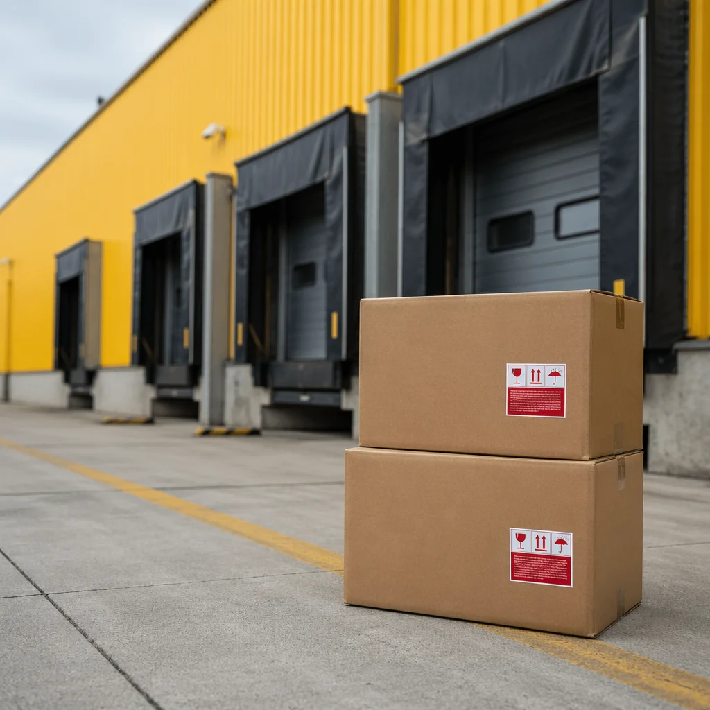 Cardboard Shipping Boxes at Warehouse Dock