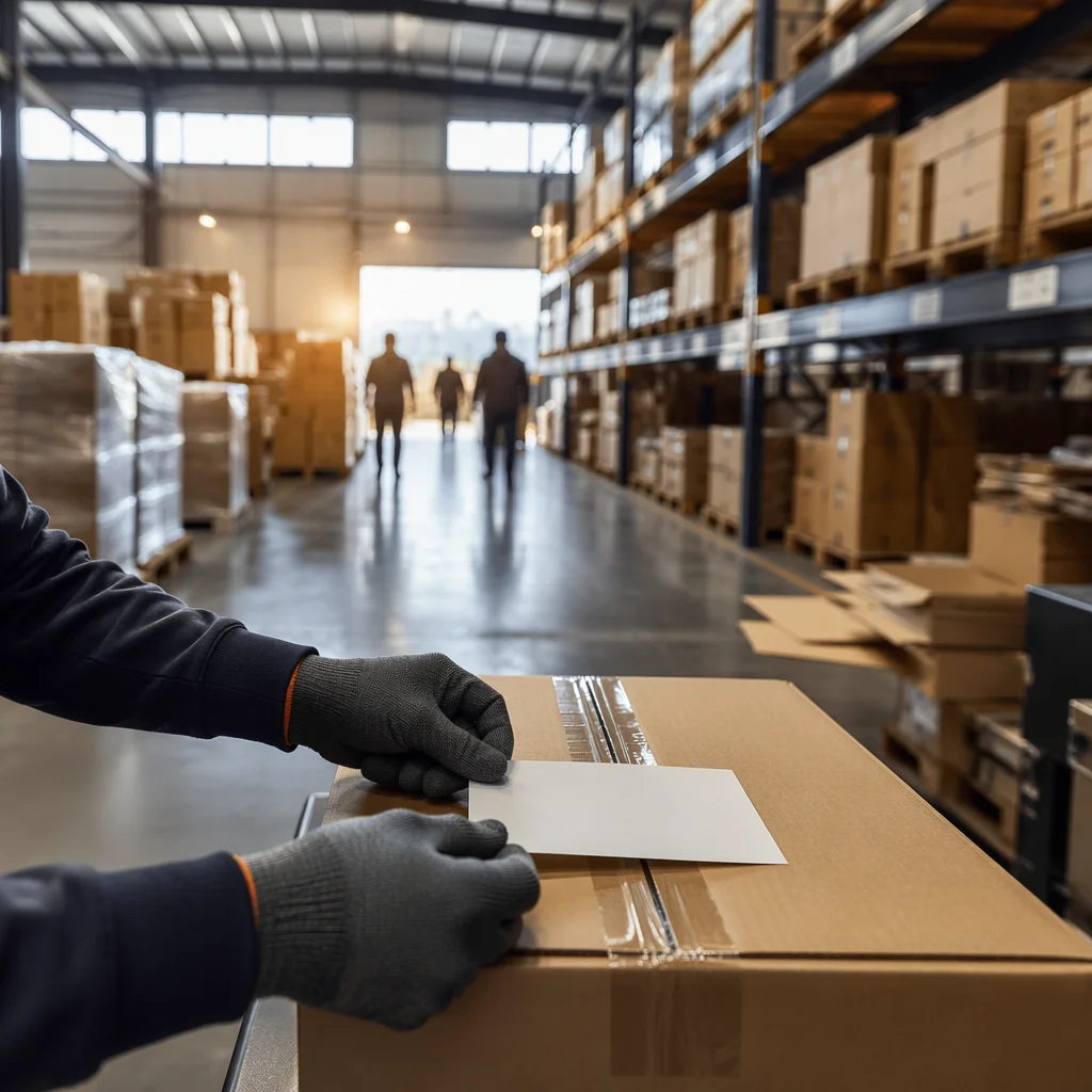 Modern Warehouse Shipping Boxes at Shift Change
