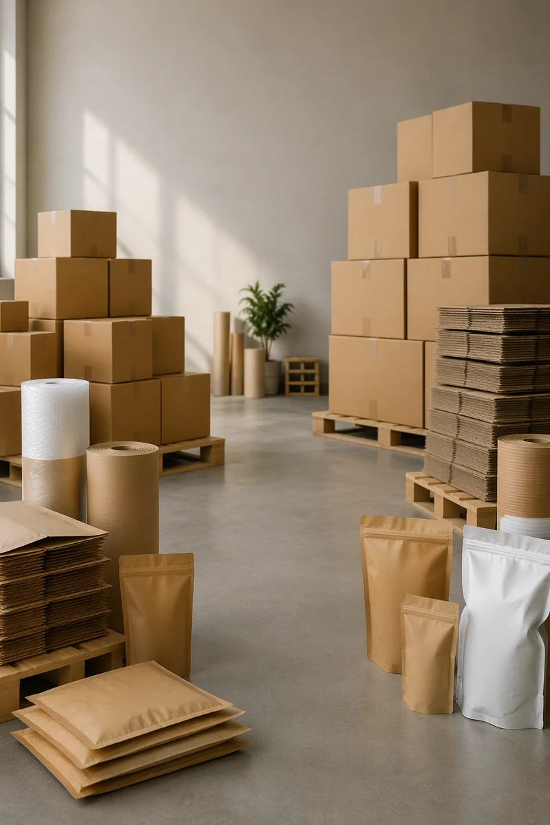 Minimalist Warehouse Shipping Boxes and Packaging