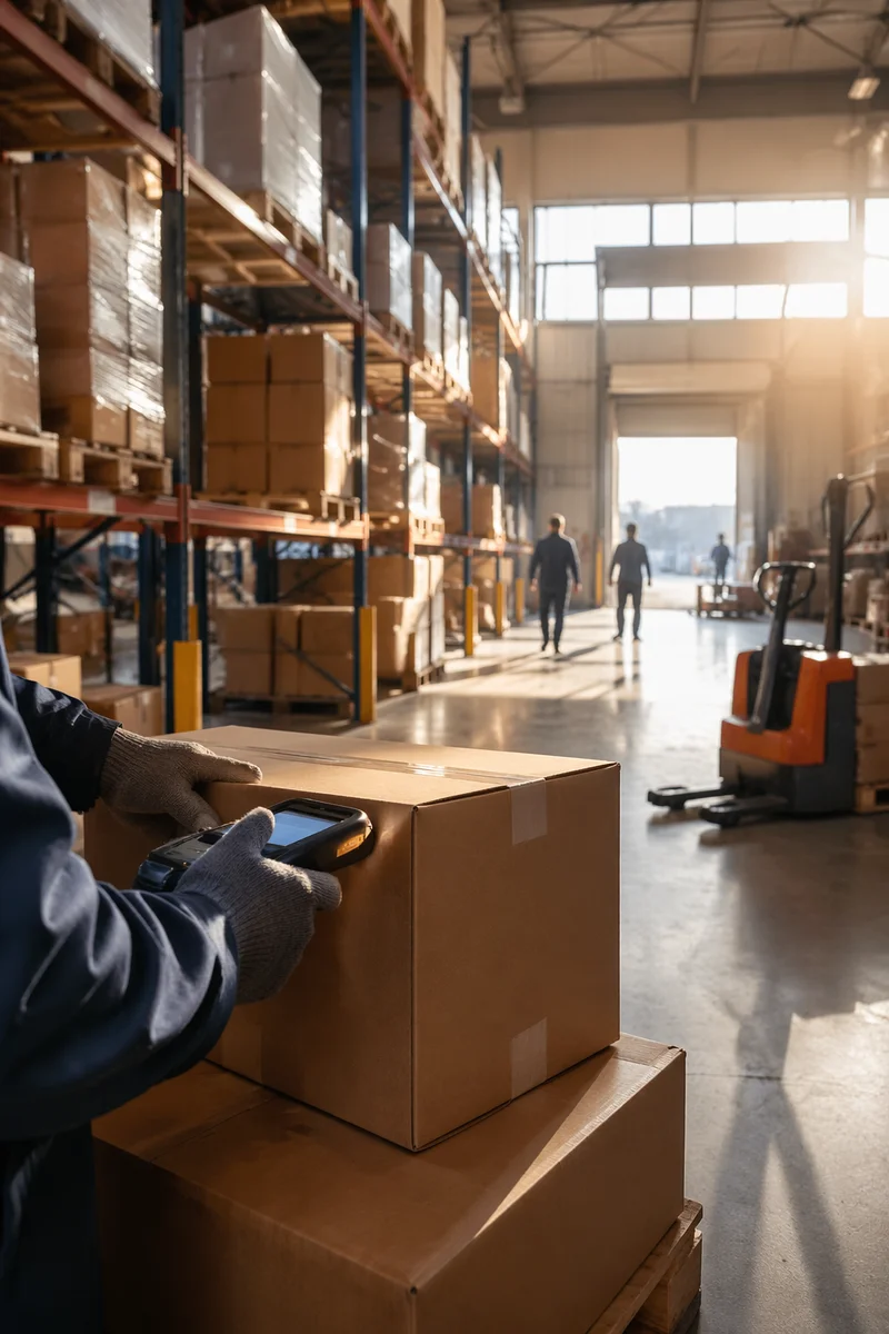 Modern Warehouse Logistics With Shipping Boxes