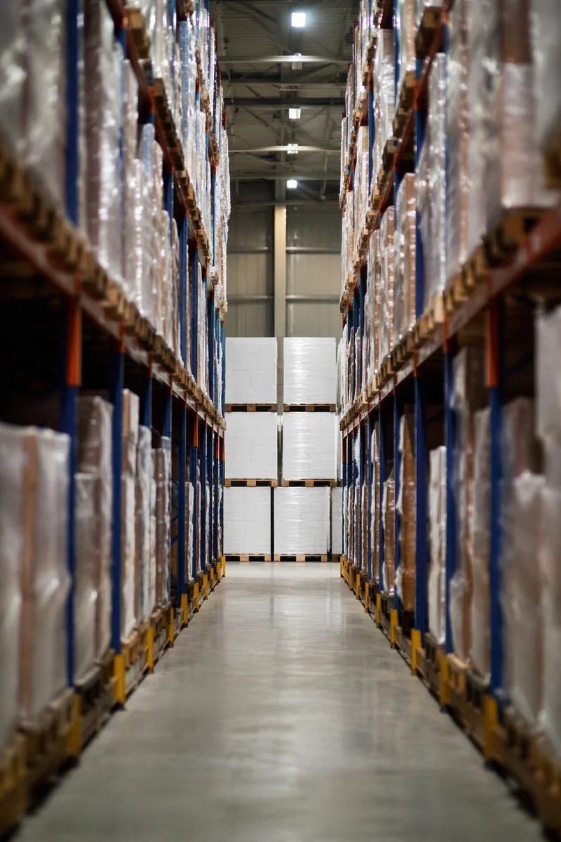 Warehouse Logistics Aisle With Shipping Boxes
