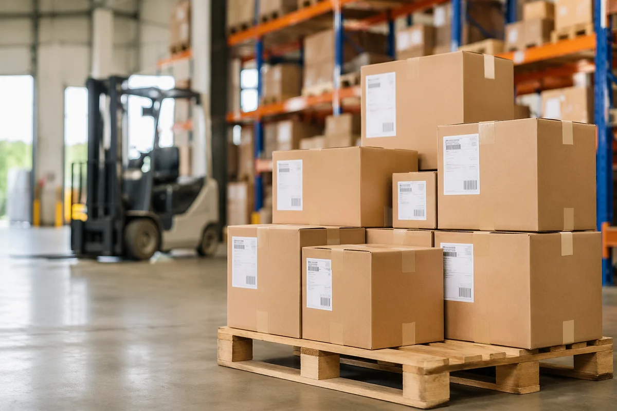Warehouse Shipping Boxes on Pallet