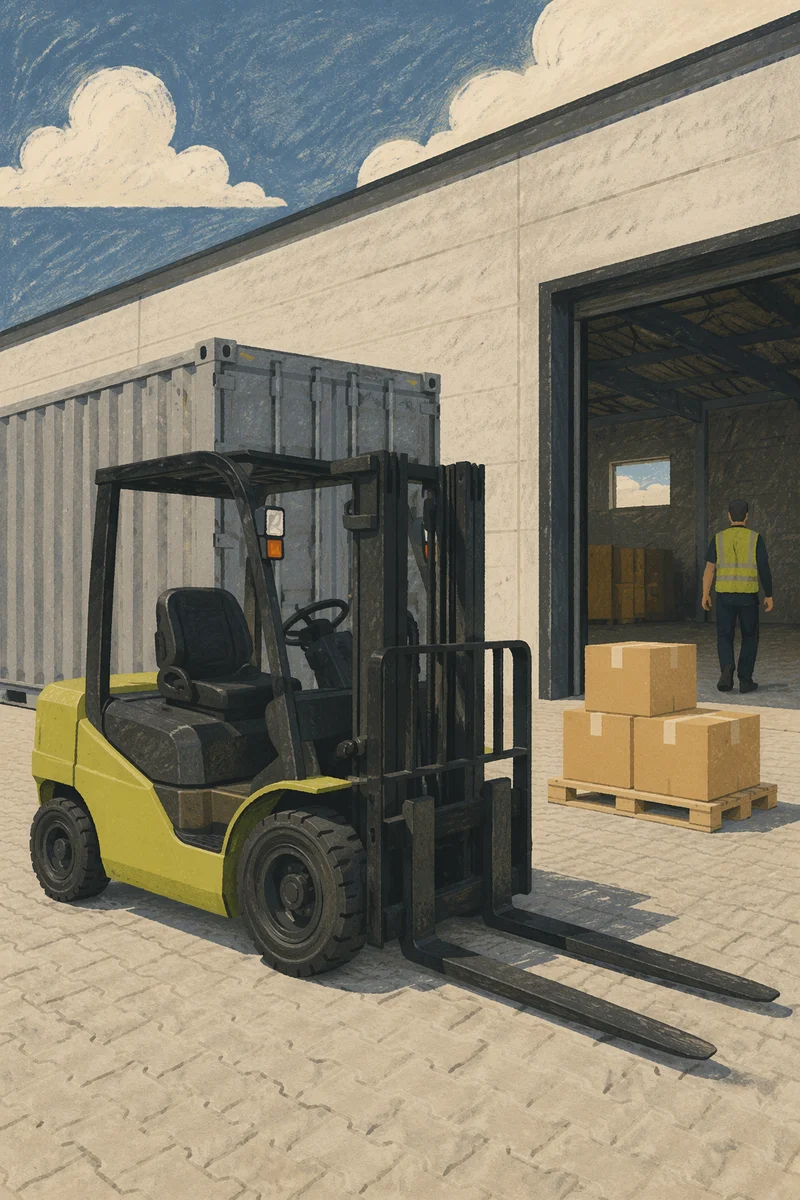 Forklift at Warehouse Loading Bay Entrance