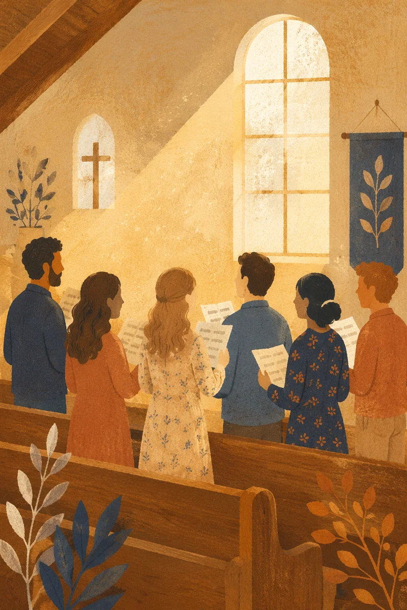 A Cappella Worship Harmony in Sunlit Chapel