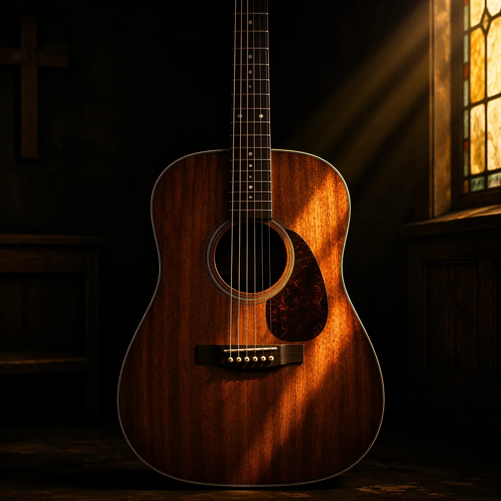 Acoustic Guitar in Golden Worship Light