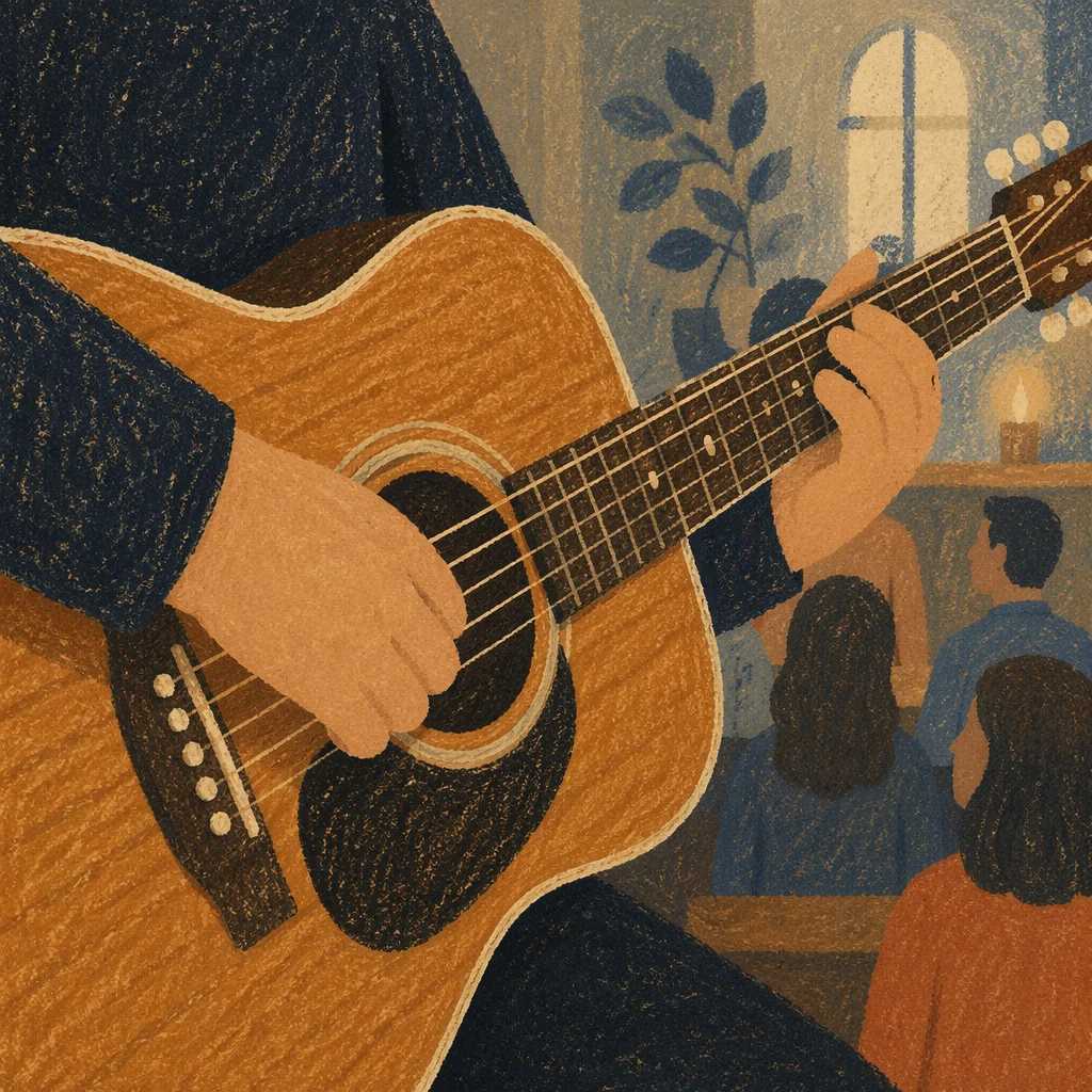 Close Up Acoustic Guitar Worship Moment