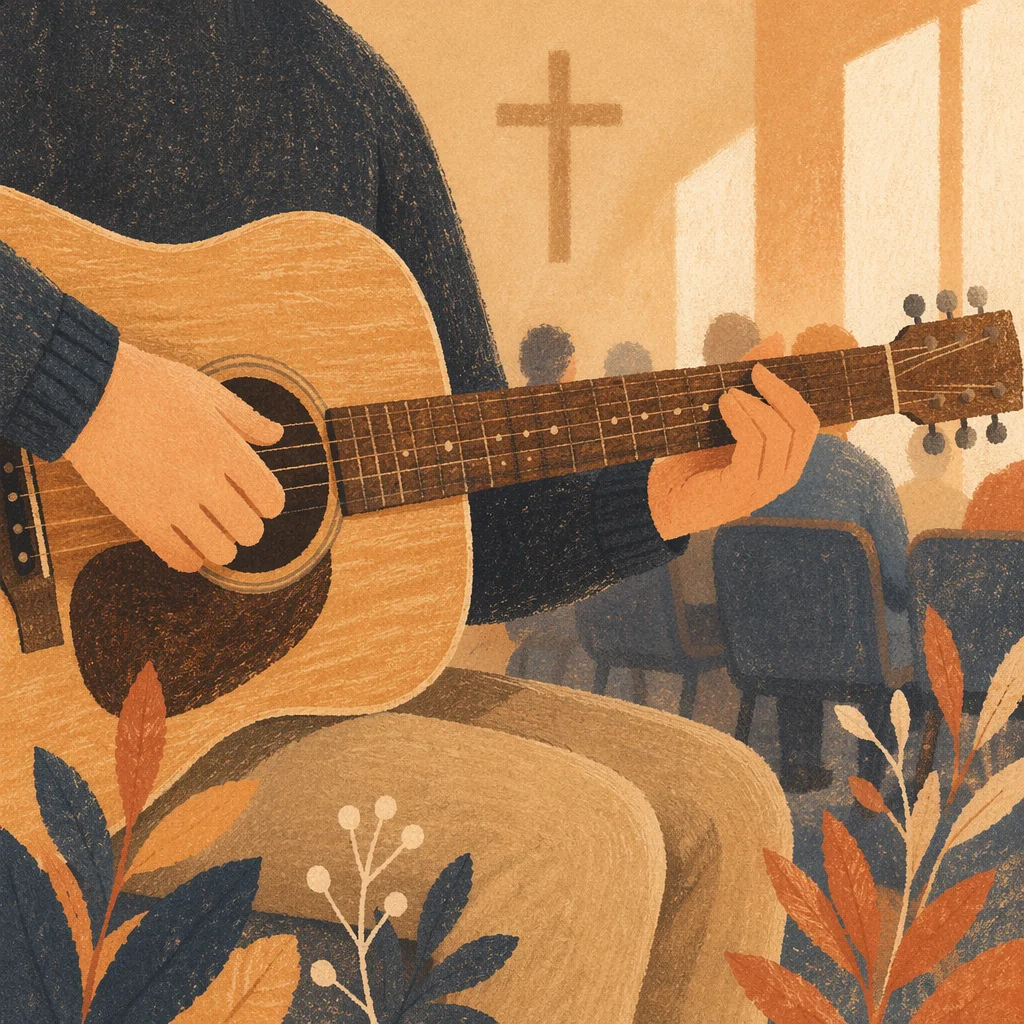 Close-Up Acoustic Guitar in Quiet Worship