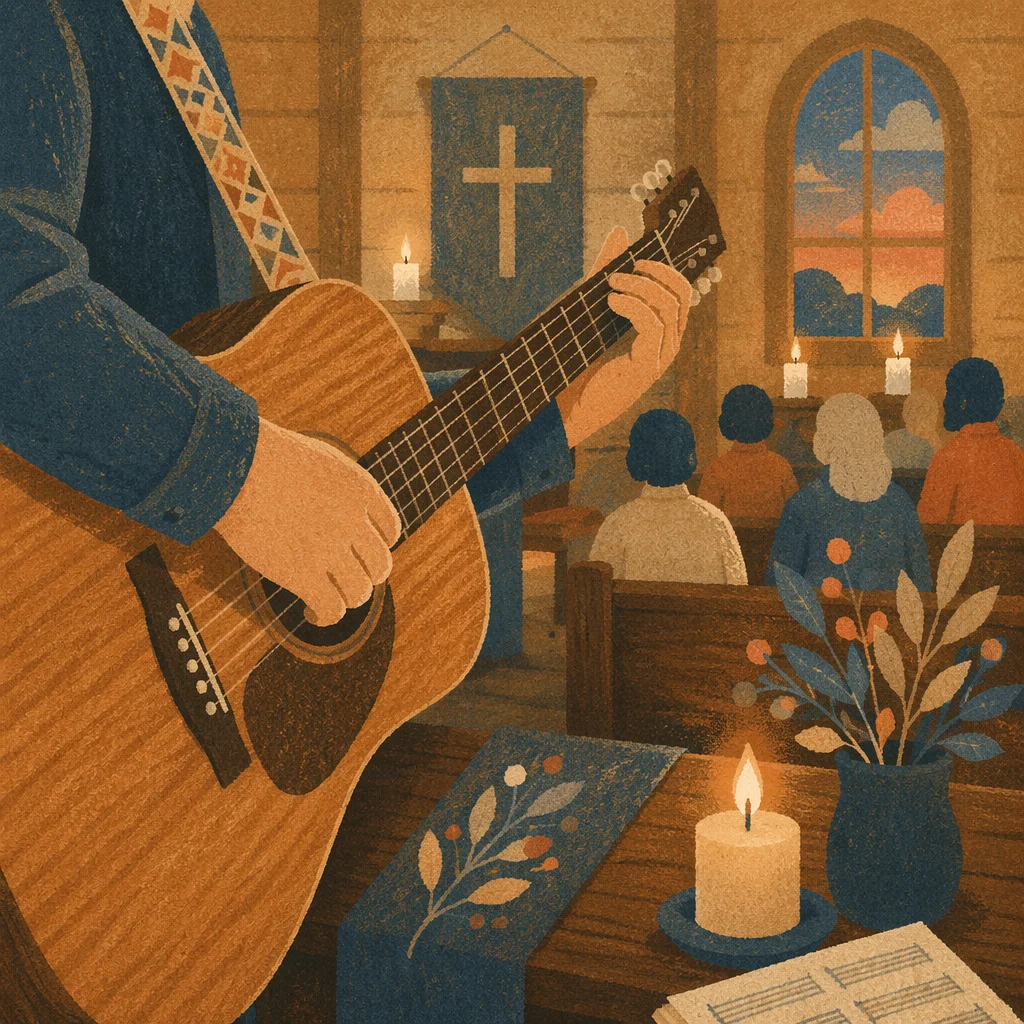 Acoustic Guitar Worship in Candlelit Chapel