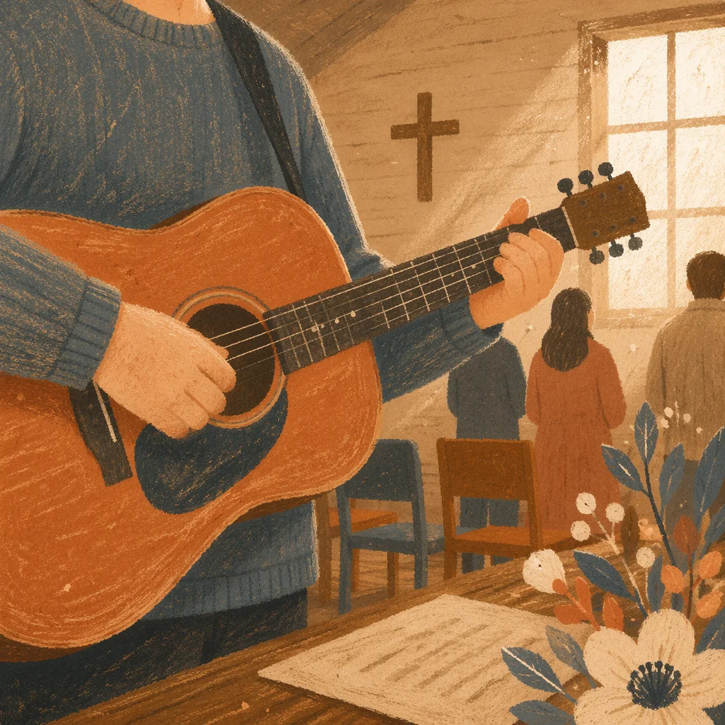 Acoustic Guitar Worship in Wooden Chapel