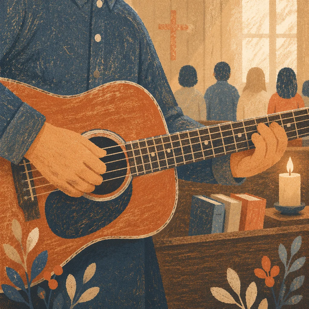 Acoustic Guitar Worship in Wooden Chapel