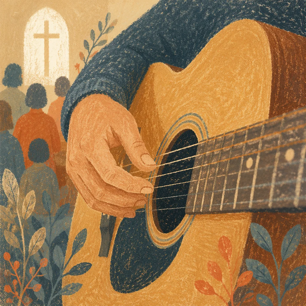 Close-Up Acoustic Guitar Worship Moment