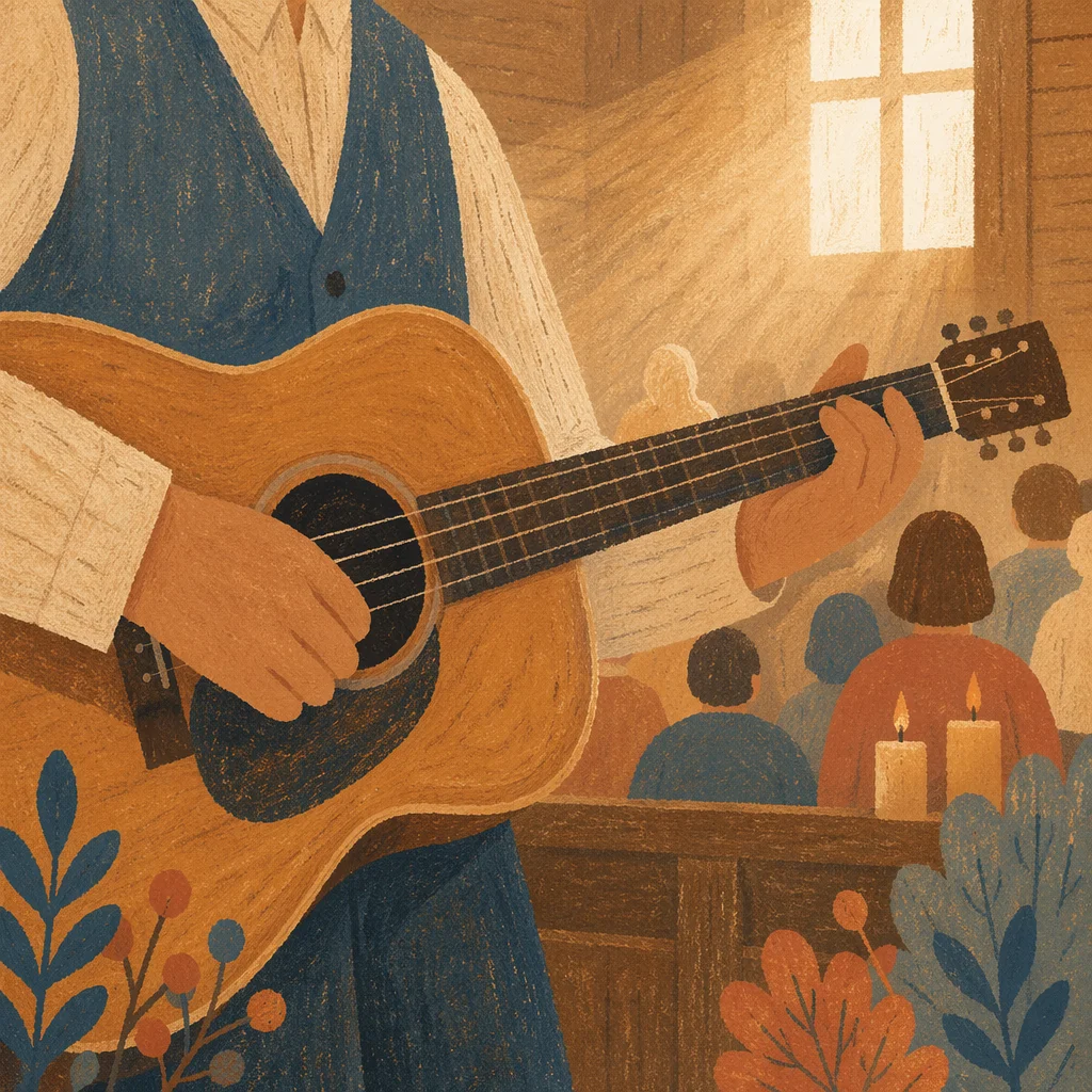 Acoustic Guitar Worship in Warm Chapel Light