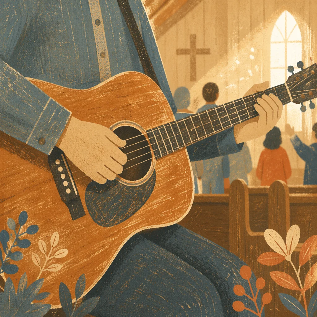Acoustic Guitar Worship in Wooden Chapel