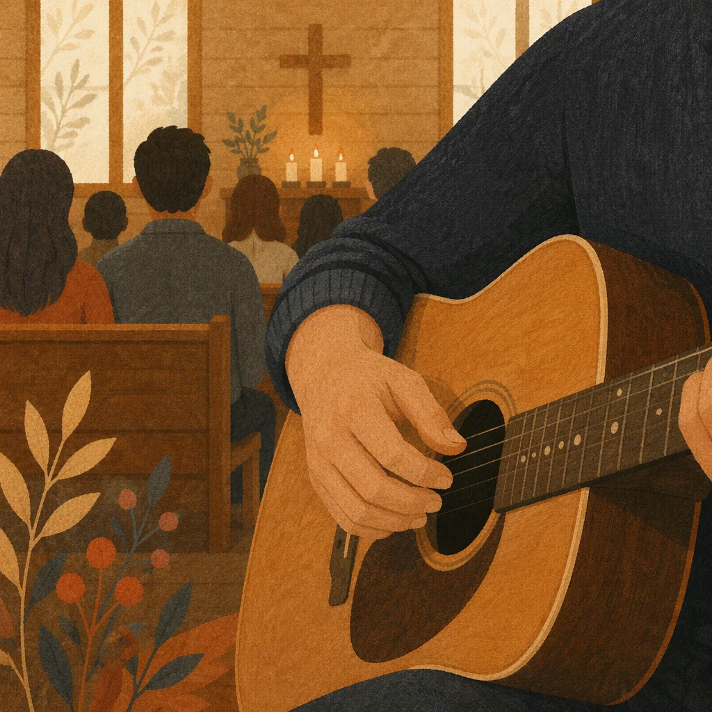 Acoustic Guitar Worship in Wooden Chapel