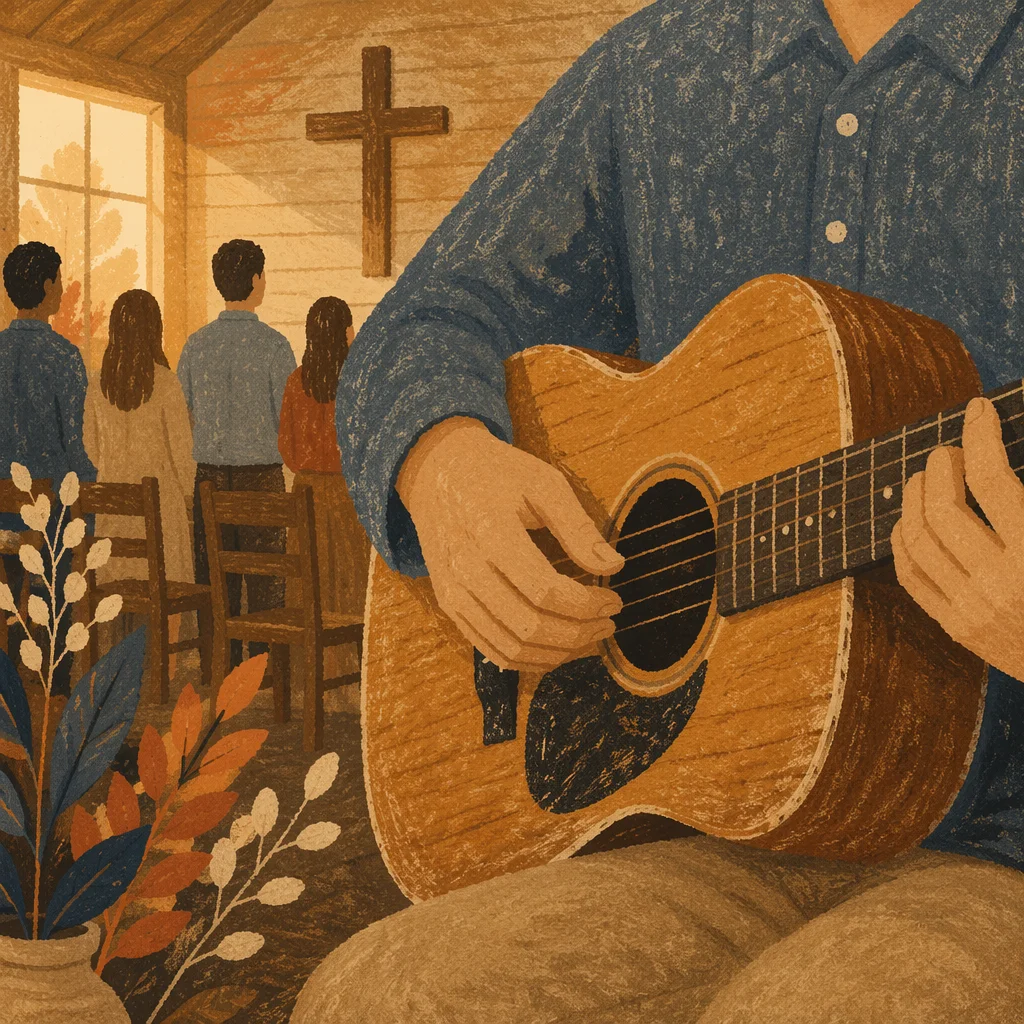 Acoustic Guitar Worship in Wooden Chapel