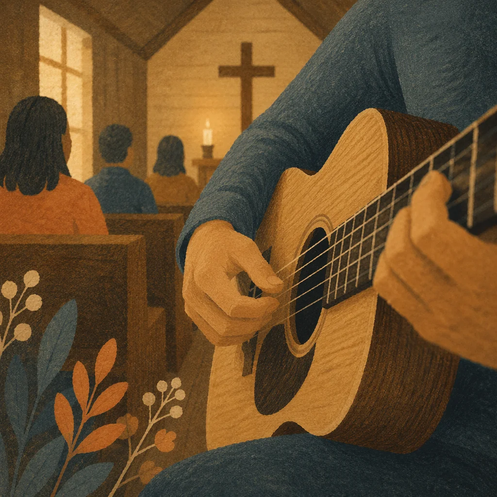 Acoustic Guitar Worship in Candlelit Chapel