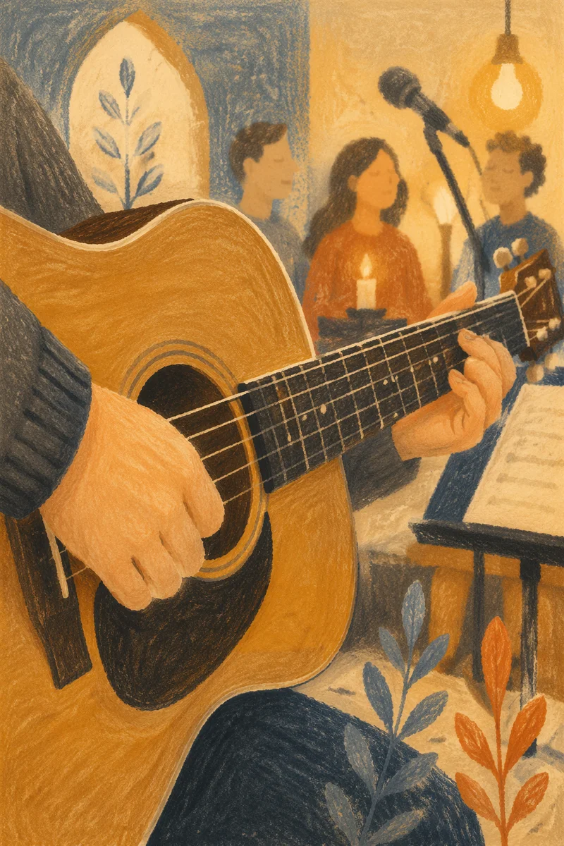Acoustic Guitar Worship Close-Up