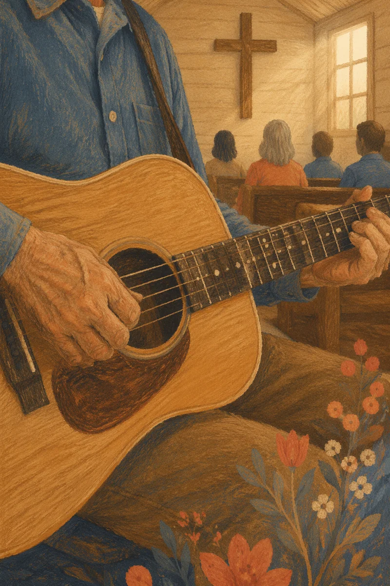 Acoustic Guitar Worship in Wooden Chapel