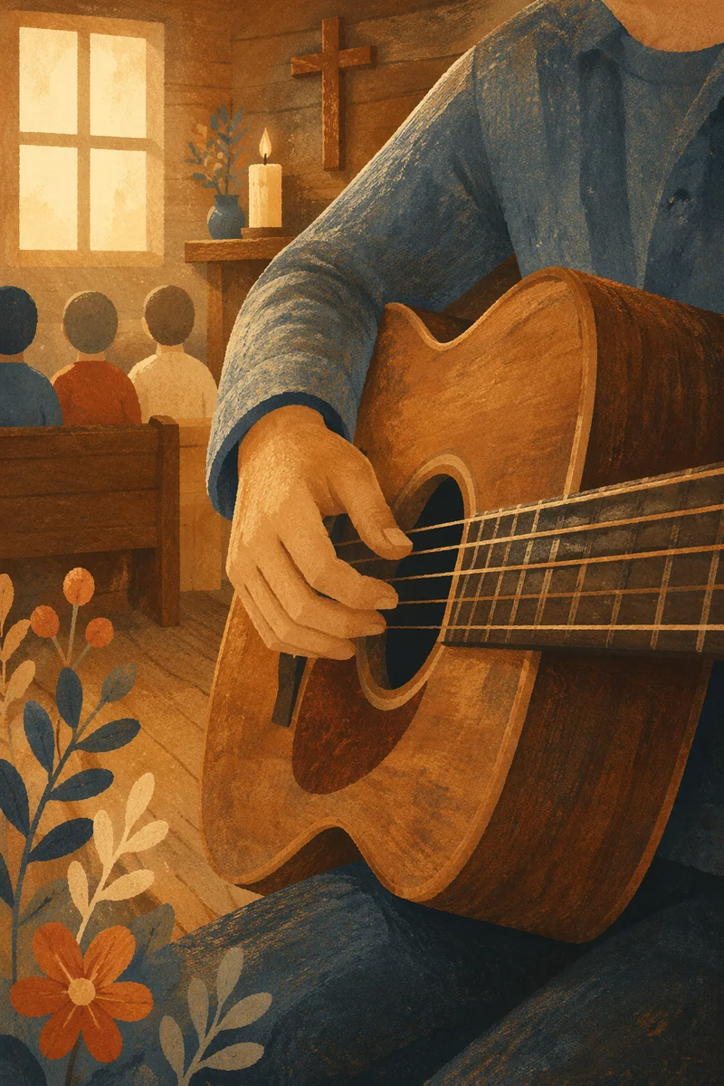 Acoustic Guitar Worship in Wooden Chapel
