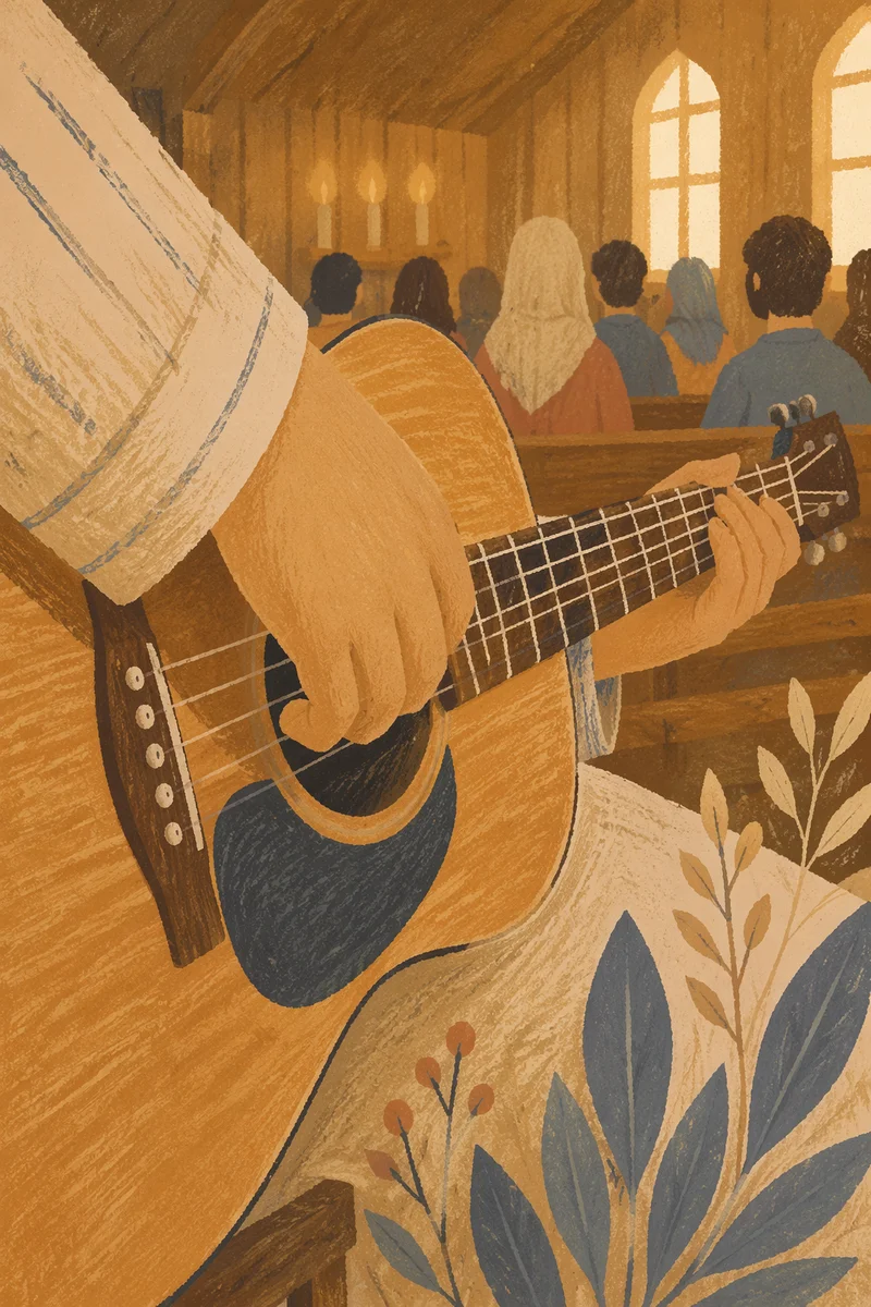 Acoustic Guitar Worship in Warm Chapel